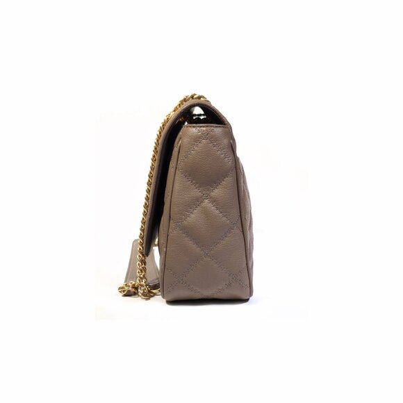 Tory Burch Quilted Taupe/Brown Shoulder Bag - Picture 4 of 9